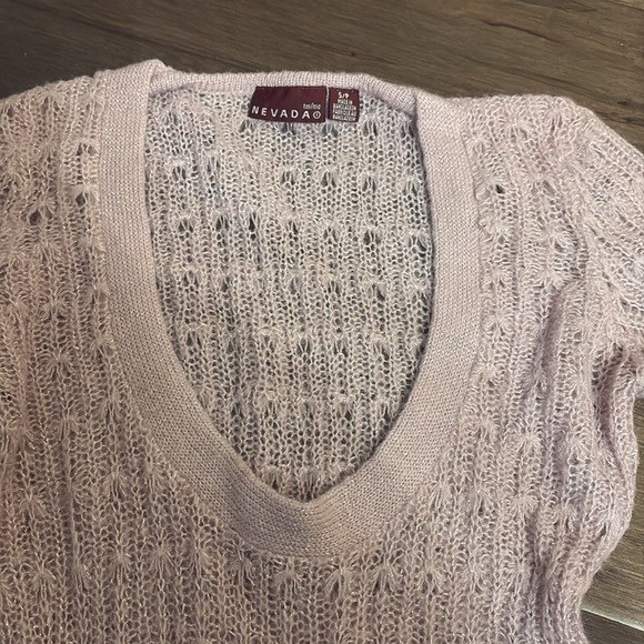 Nevada women’s crocheted sweaterer, long swoop neckline, small, lilac shimmer - Picture 2 of 7